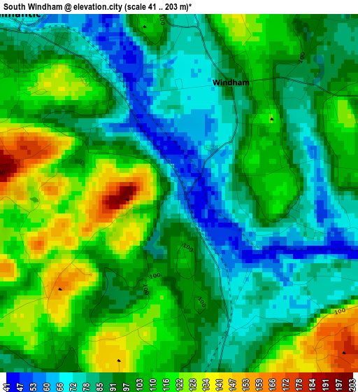 South Windham elevation map