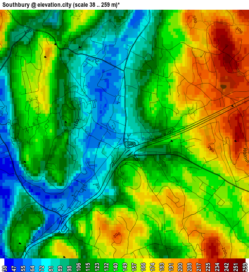 Southbury elevation map