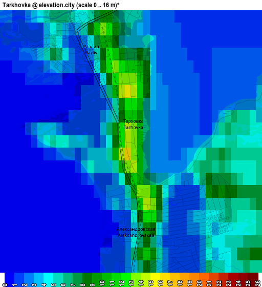 Tarkhovka elevation map