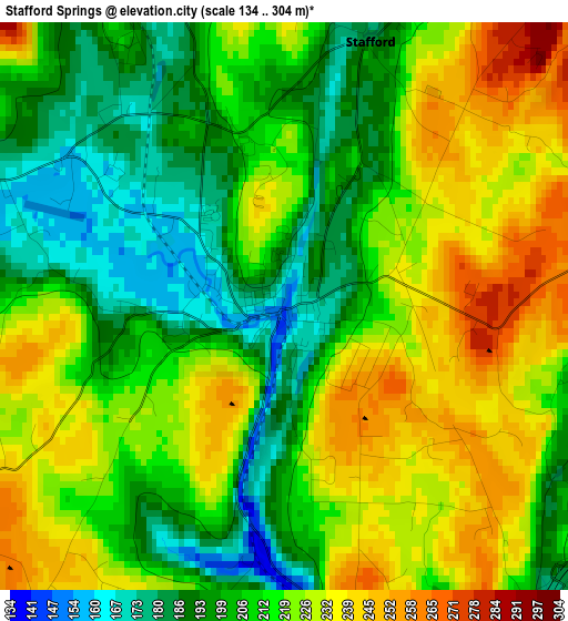 Stafford Springs elevation map