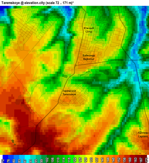 Taremskoye elevation map