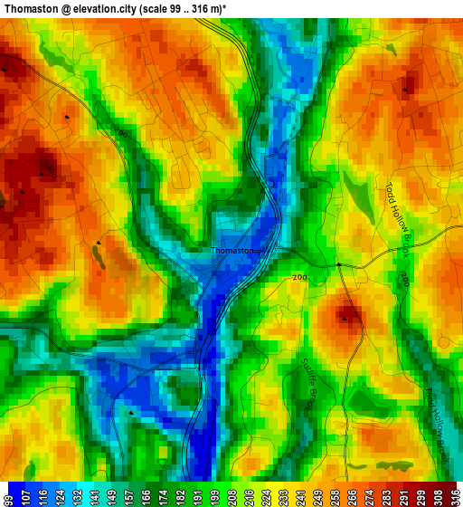 Thomaston elevation map