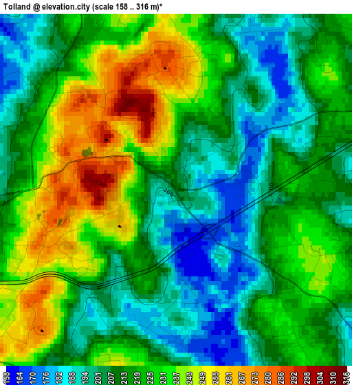 Tolland elevation map