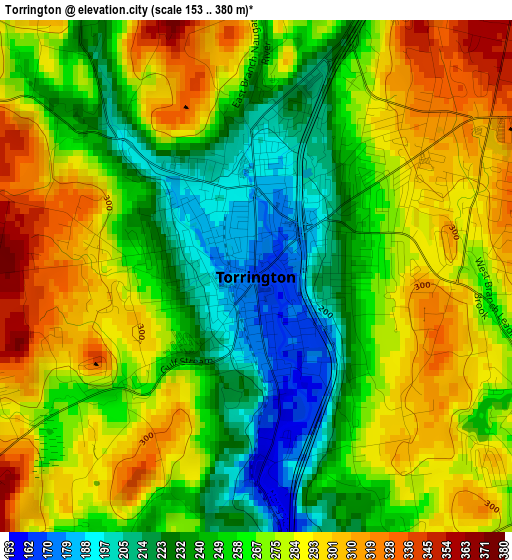 Torrington elevation map