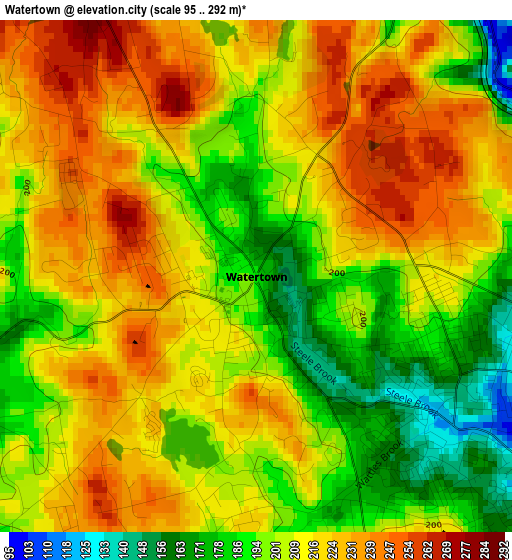 Watertown elevation map