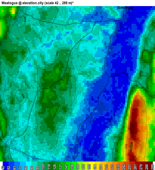 Weatogue elevation map