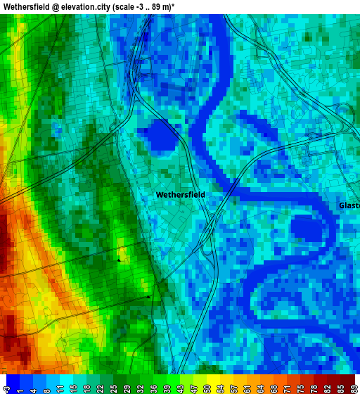 Wethersfield elevation map