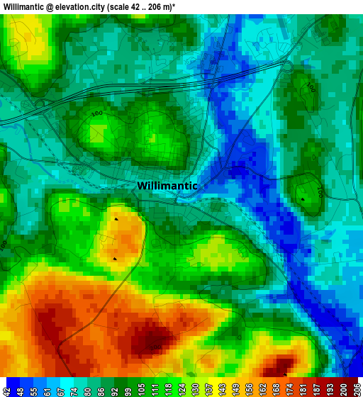 Willimantic elevation map