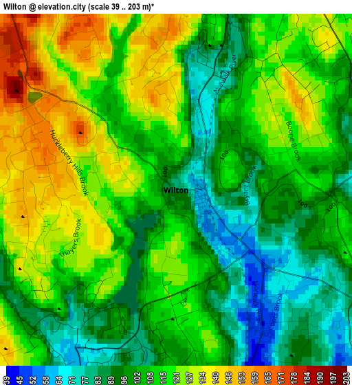 Wilton elevation map