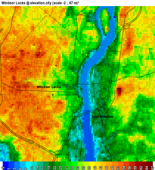 Windsor Locks elevation map