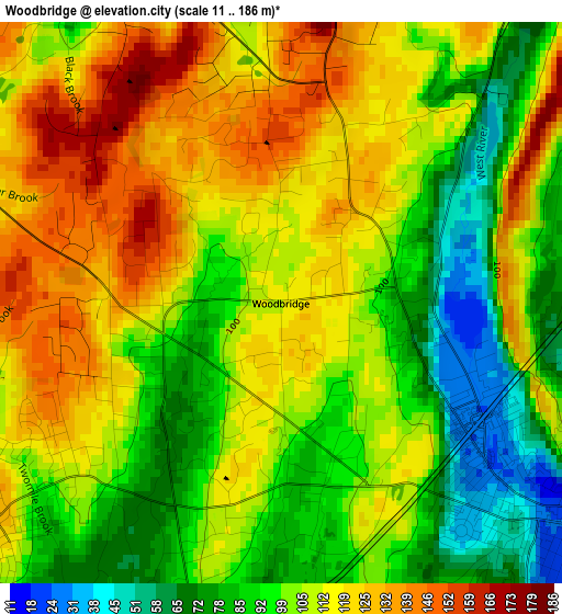 Woodbridge elevation map