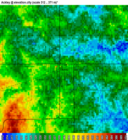 Ackley elevation map