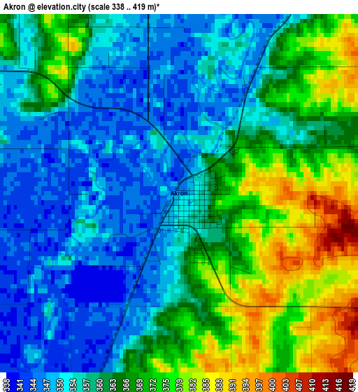 Akron elevation map