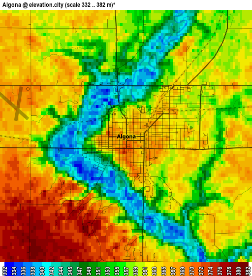 Algona elevation map