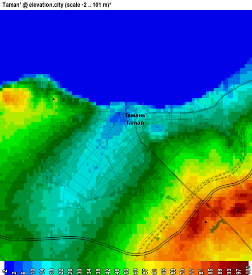 Taman’ elevation map