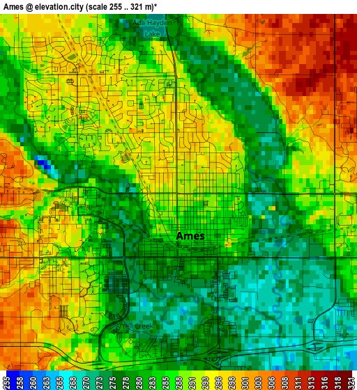 Ames elevation map