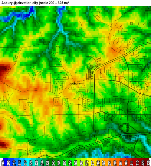 Asbury elevation map