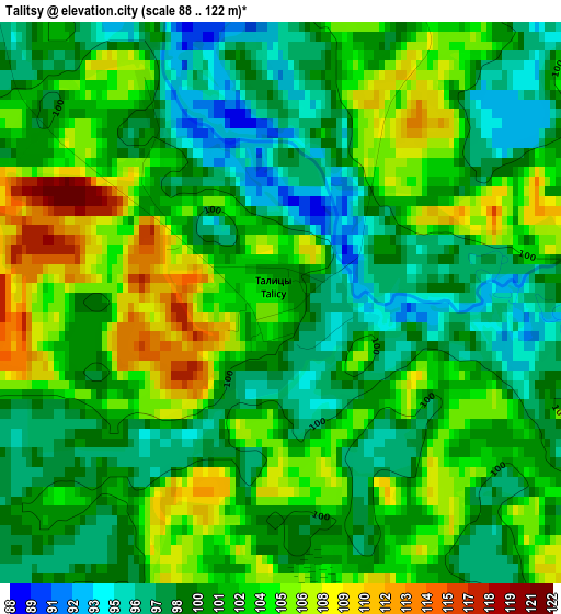 Talitsy elevation map