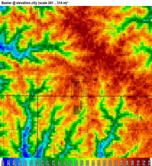 Baxter elevation map