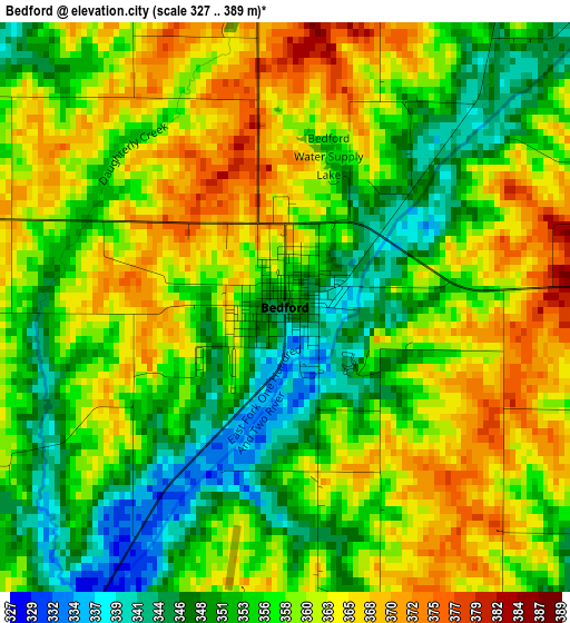 Bedford elevation map