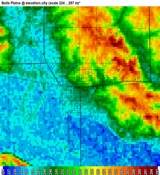 Belle Plaine elevation map