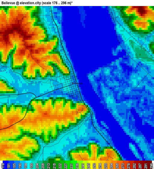 Bellevue elevation map