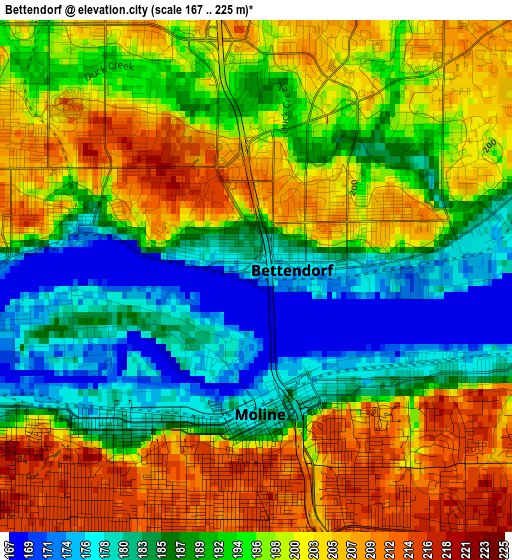 Bettendorf elevation map