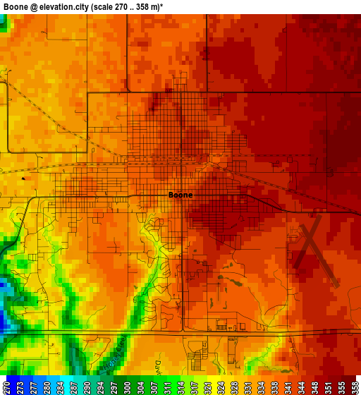 Boone elevation map