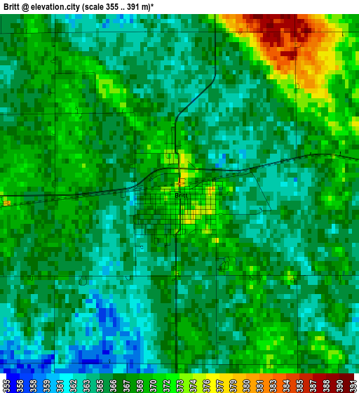 Britt elevation map