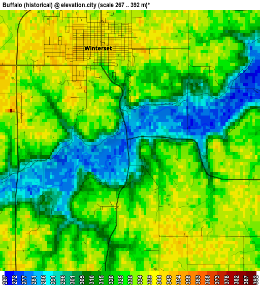 Buffalo (historical) elevation map