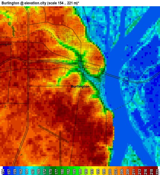 Burlington elevation map