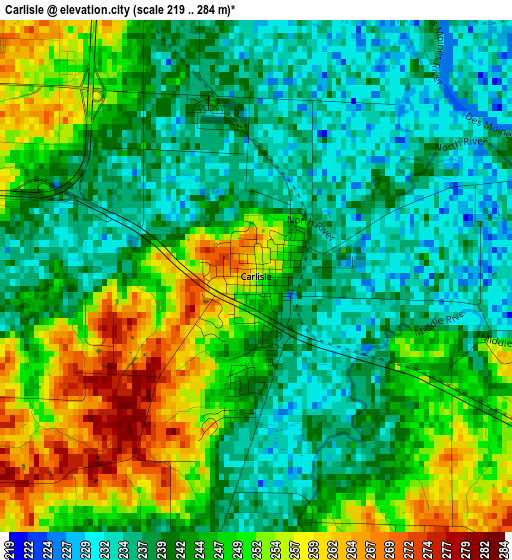 Carlisle elevation map