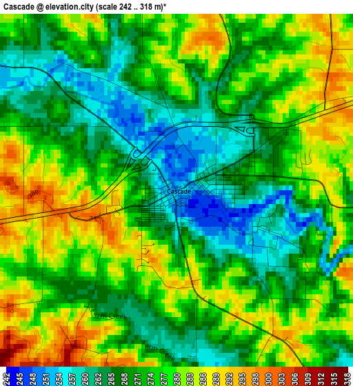 Cascade elevation map