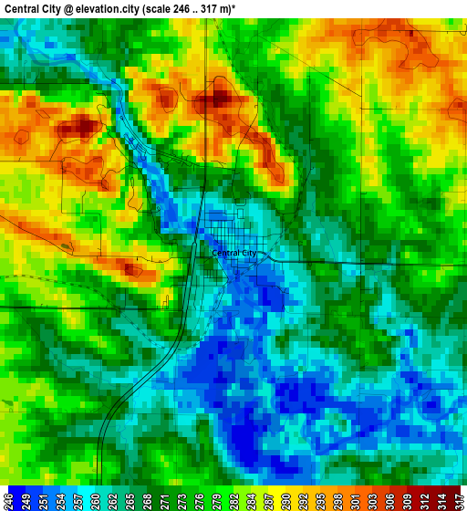 Central City elevation map