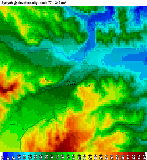 Syrtych elevation map