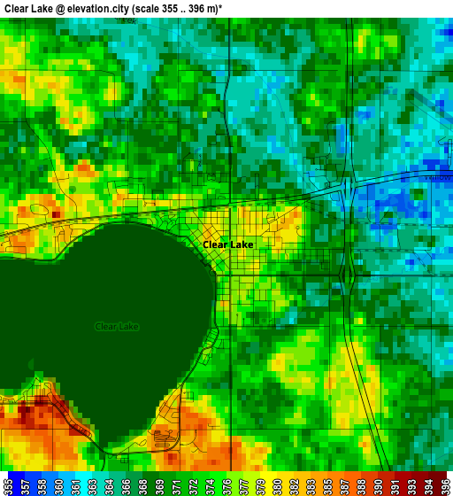 Clear Lake elevation map