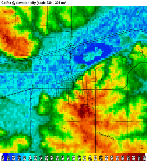 Colfax elevation map