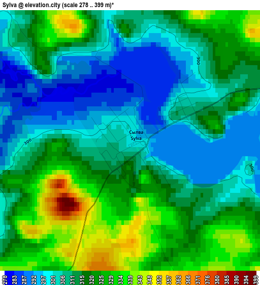 Sylva elevation map