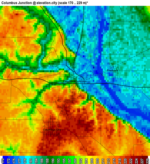 Columbus Junction elevation map