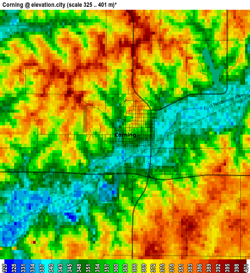 Corning elevation map