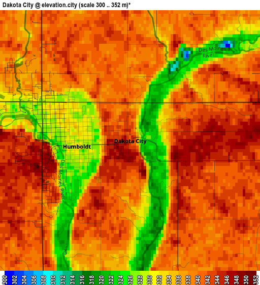 Dakota City elevation map