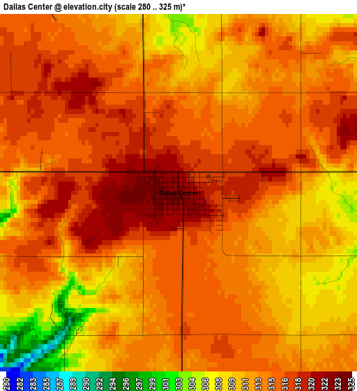 Dallas Center elevation map