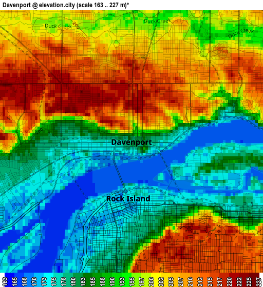 Davenport elevation map