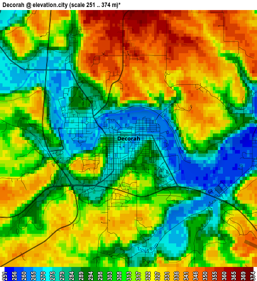 Decorah elevation map