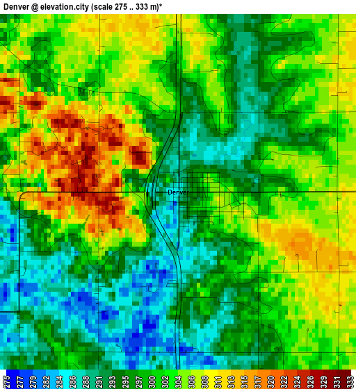 Denver elevation map