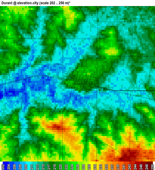 Durant elevation map