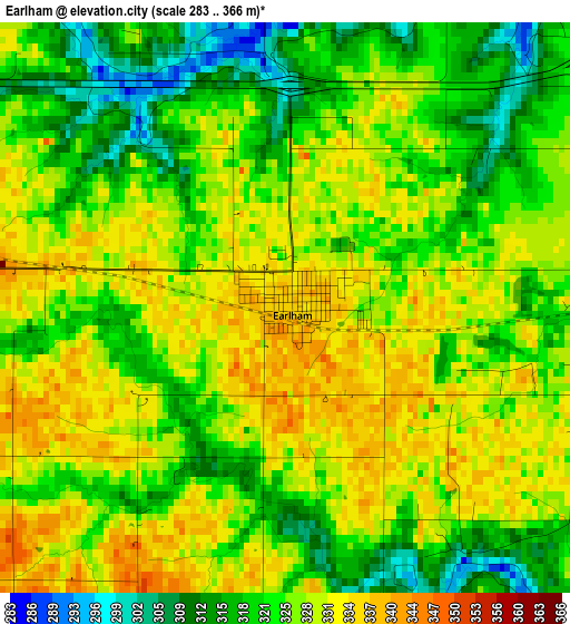 Earlham elevation map