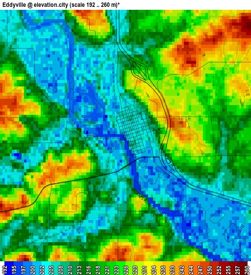 Eddyville elevation map