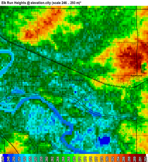 Elk Run Heights elevation map