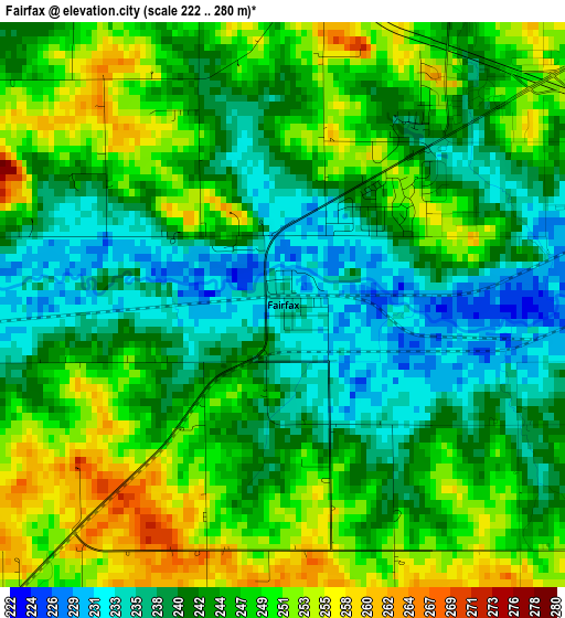 Fairfax elevation map